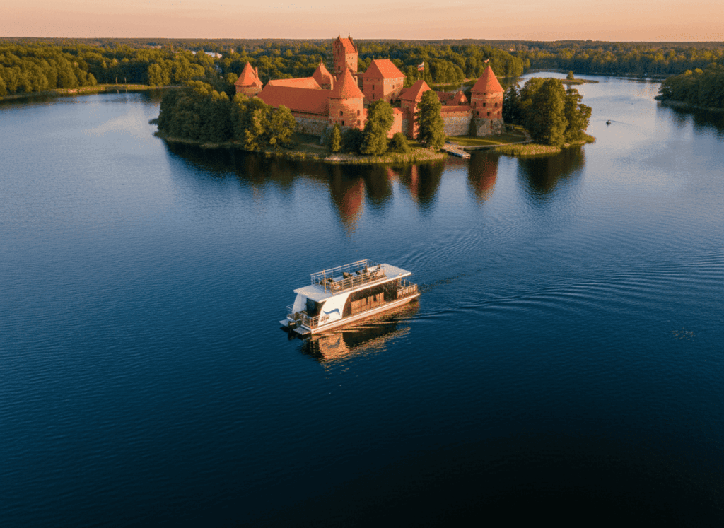 Party Boat laivas – iš viršaus vaizdas, trakuose
